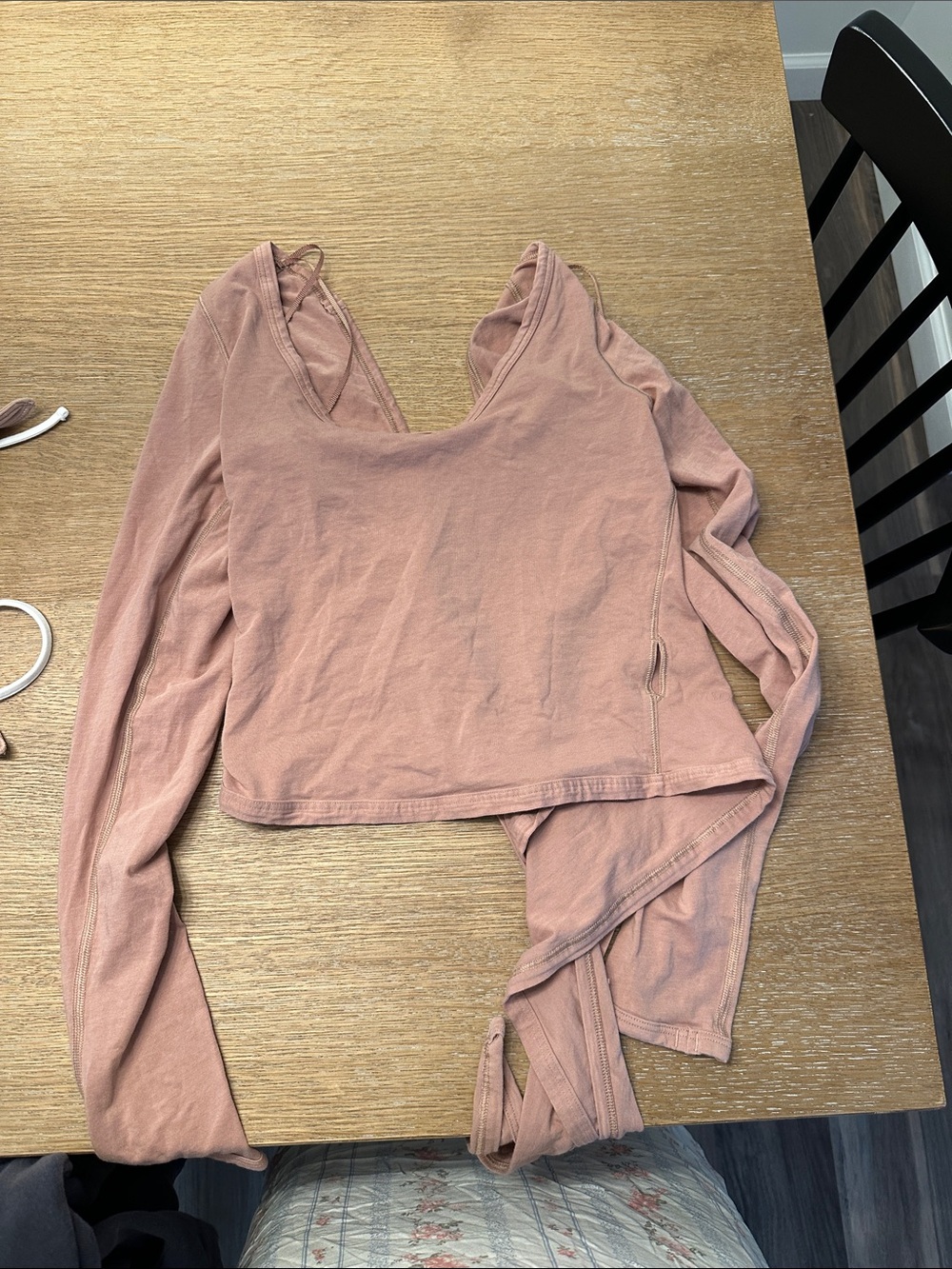 lululemon athletica Rose Taupe Long Sleeve Cropped V-Neck Wrap Top